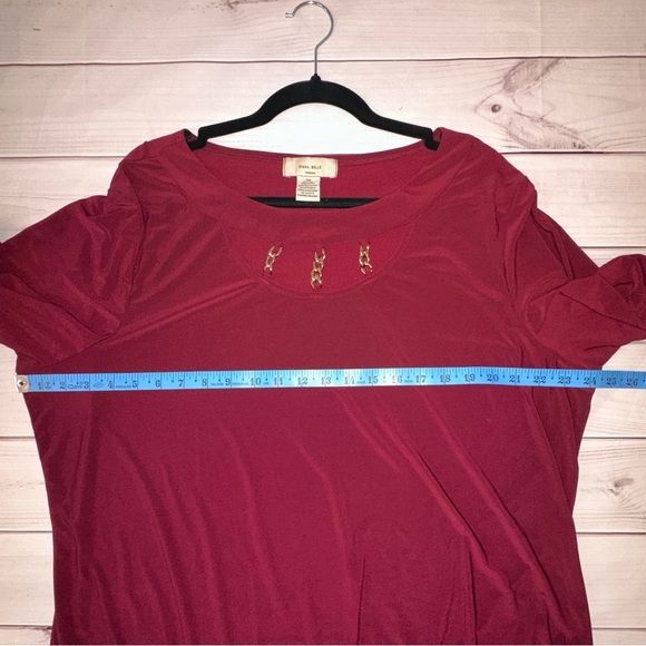 Diana Belle 3X Burgundy Top with Gold Chain Detail Office Church Wedding Formal - Picture 5 of 5